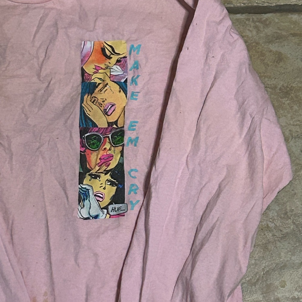 Huf Anime Shirt unisex M  Pink Make Em Cry Skater Punk